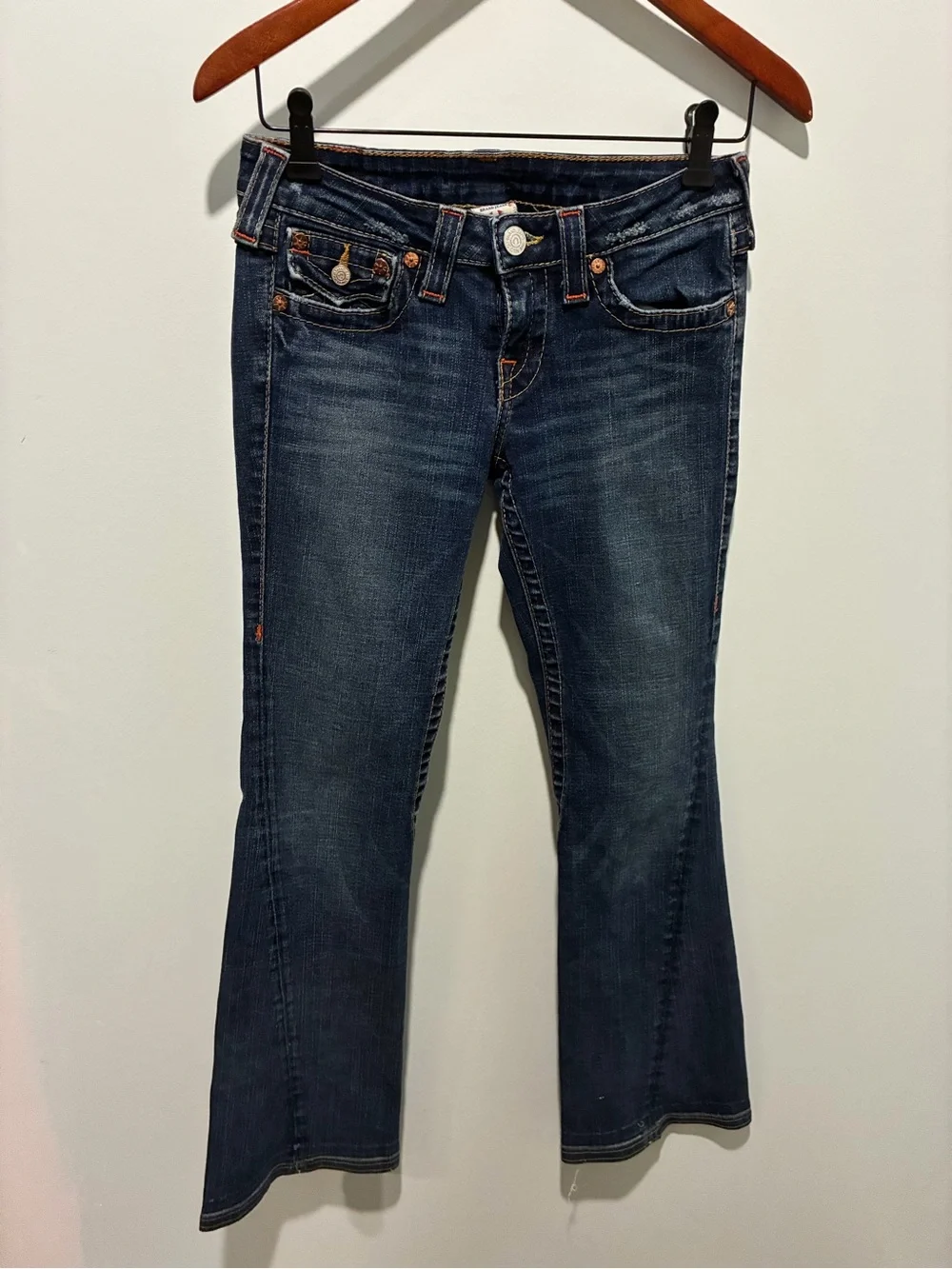 Vintage True Religion JOEY Big T Women's Denim Twist Flared  Jeans Size 27 - Picture 3 of 9